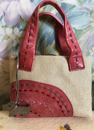 Сумочка radley london вінтаж текстиль та натуральна шкіра брелок собачка