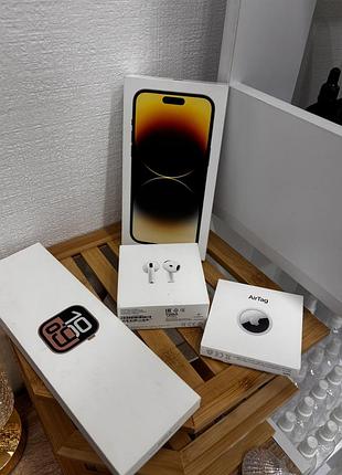 Колекція коробок apple: iphone 14 pro, airpods, airtag, watch