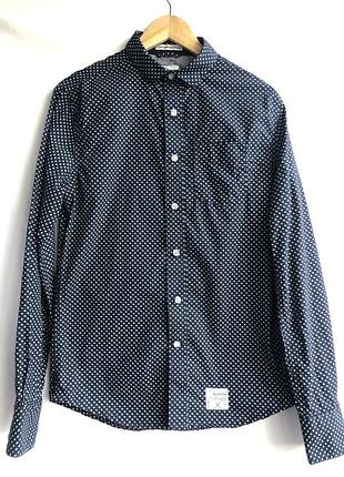 Чоловіча сорочка бренду superdry vintage tokyo japan розмір м 100% бавовна темно-синя з принтом японська графіка нова