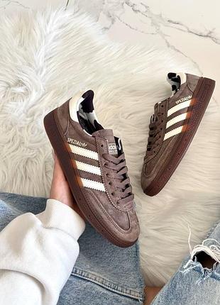 Кросівки adidas handball spezial brown white cow print 🤎