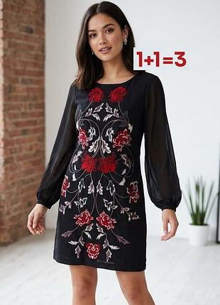 1+1=3 🎁 красивое вышитое платье вышиванка с шифоновыми рукавами от john rocha by debenhams