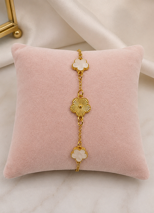 Розкішний браслет у стилі van cleef «конюшина» (19+5 см)