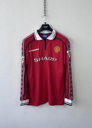Футбольна футболка umbro manchester united 1999 2000 home long sleeve beckham 7 retro football shirt xl