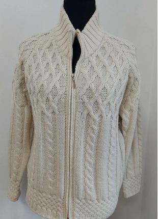 В'язаний кардиган inis crafts на блискавці з чистої шерсті ірландія р-р l-xl