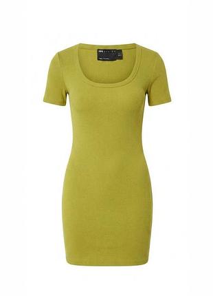 Салатовое трикотажное мини-платье asos design в рубчик 🍋💚