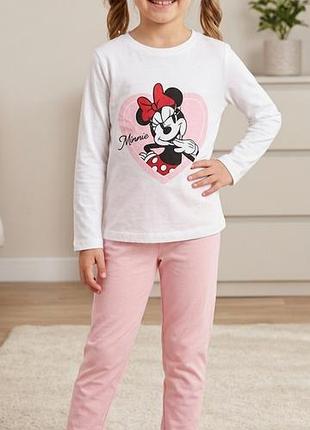 Детская пижама minnie mouse (7–8 лет / 128 см), бело-розовый