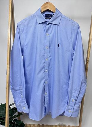 Сорочка класична з довгим рукавом polo ralph lauren оригінал блакитна біла розмір l slim fit 100% cotton
