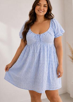 Літня сукня shein curve xl блакитна з пишними рукавами