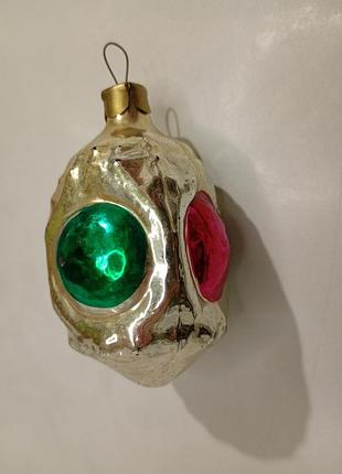 Вінтаж скляна ялинкова іграшка "світлофор" "прожектор" "фонарик"  срср. винтажная стеклянная ёлочная игрушка "светофор" ссср