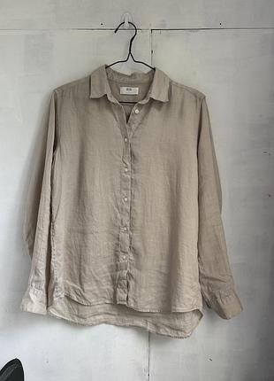 Лляна бежева сорочка uniqlo