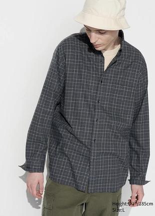 Темно-сіра картата бавовняна сорочка uniqlo