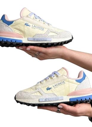 Женские кроссовки lacoste elite active beige blue pink