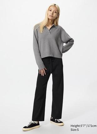Трикотажні штани в рубчік uniqlo washable knit ribbed trousers