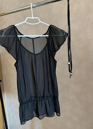 Чорна шифонова блуза zara