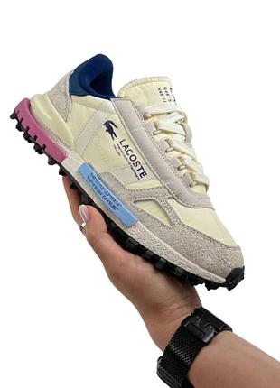 Женские кроссовки lacoste elite active beige grey pink