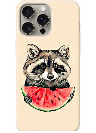 Чехол силиконовый на телефон iphone 15 pro max енотик с арбузом "4605u-3098-58250"