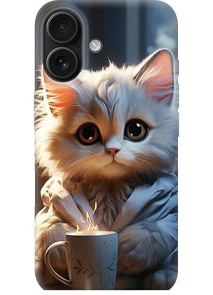 Чехол силиконовый на телефон iphone 16 white cat "5646u-3709-58250"