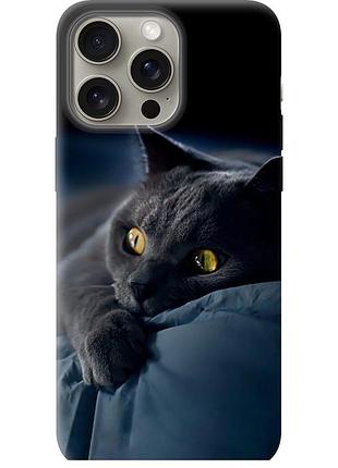 Чехол силиконовый на телефон iphone 15 pro max дымчатый кот "825u-3098-58250"
