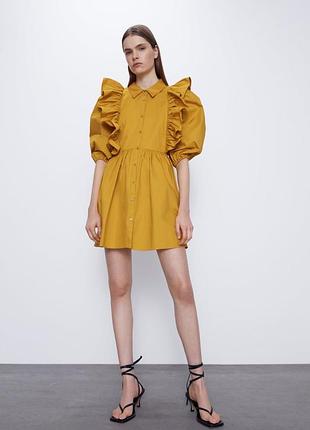 Сукня сорочка з об’ємними рукавами zara