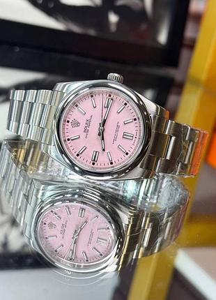 Годинник rolex срібний рожевий циферблат