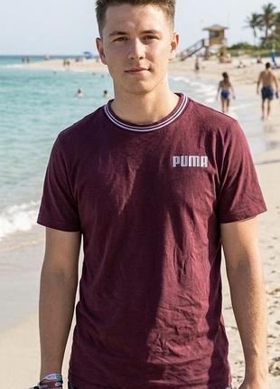 Чоловіча футболка puma у трендовому бордовому кольорі — розмір m!