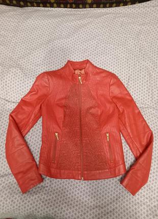 Жіноча шкіряна куртка з перфорацією троянд, glabor leather&fur, оригінал, р. м