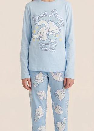 Пижама детская primark hello kitty и cinnamoroll голубая на 13-14 лет (рост 164 см)