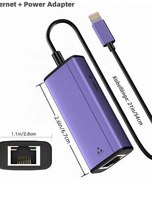 Мережевий адаптер 2в1 phone to ethernet rj45 gigabit 1000mbps + power delivery ka3040