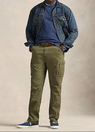 Класичні полотняні штани-карго polo ralph lauren, хакі, w42b/32 big tall (великі розміри)