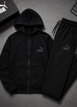 Чоловічий спортивний костюм puma чорний осінній (лого вишивка)🔥