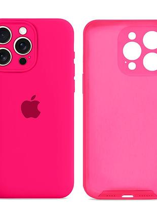 Чохол силіконовий silicone case full size з мікрофіброю для iphone 14 pro захист від пошкоджень рожевий 38.shiny pink