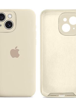 Чохол силіконовий silicone case full size з мікрофіброю для iphone 14 захист від пошкоджень 11.antique white