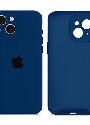 Чехол силиконовый silicone case full size с защитой от ударов для iphone 14 глубокий синий