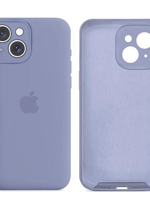 Чехол силиконовый silicone case full size с защитой для iphone 14 с микрофиброй внутри 28.lavender grey