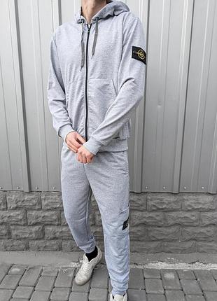 Чоловічий спортивний костюм stone island сірий осінній