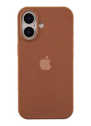 Чохол силіконовий silicone case full size для iphone 16 захист від ударів мікрофібра всередині коричневий