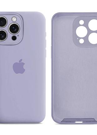 Чехол силиконовый silicone case full size с микрофиброй для iphone 15 pro max защитный пурпурный 83.lilac purple
