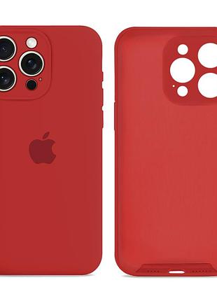 Чехол силиконовый silicone case full size с микрофиброй для iphone 16 pro max защита от повреждений 14.red