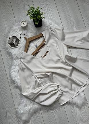 Елегантна блуза з декоративними ланцюжками (айворі) ✅ by mariiahuts.clothes 🤎