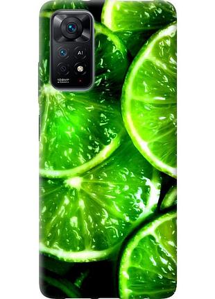 Чехол силиконовый на телефон xiaomi redmi note 11 зелёные дольки лимона "852u-2516-58250"