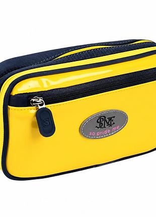 Пенал для школы aristocratic style r38387 с молнией 22×12×6,5 см. желтый с темно-синим