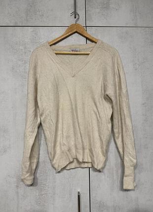 Светр кашеміровий бежевий/білий (100% cashmere)
