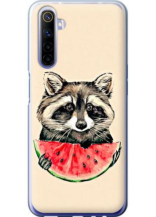 Чохол силіконовий на телефон realme 6 єнотик з кавуном "4605u-1913-58250"