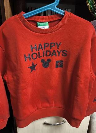 Светр новорічний дісней 100 років happy holidays міккі маус united colors of benetton