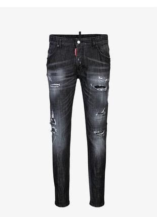Джинсы dsquared2 мужские серые/черные (эффект потертостей и брызг краски)