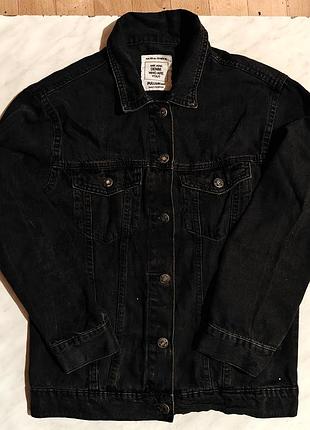 Унисекс чёрная джинсовка pull & bear