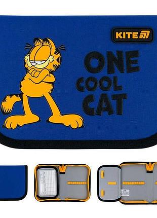 Шкільний пенал kite garfield, пенал-книжка 1 відділення 1 відворот кайт gf26-621