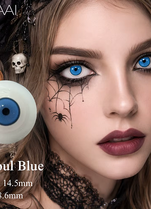 Кольорові лінзи блакитні choul blue + контейнер для зберігання в подарунок