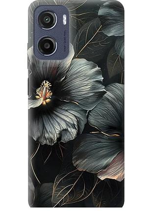 Чехол силиконовый на телефон motorola moto e15 черные цветы "6031u-4147-58250"