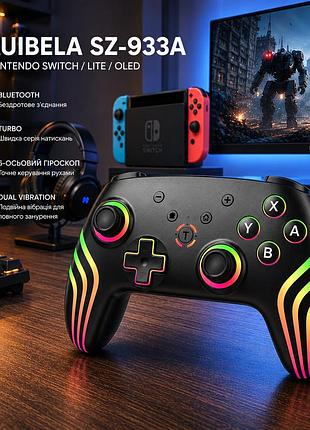 Беспроводной геймпад hauibela sz-933a для nintendo switch/lite/oled, bluetooth, turbo, 6-осевой гироскоп, dual vibration, черный